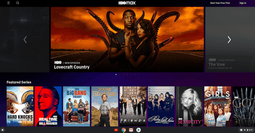 HBO Max Homepage